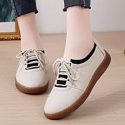 Beige Women's Fashion Soft Sole Cowhide Lazy Shoe - 1