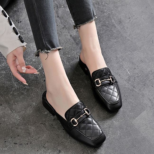 Soft Leather Low Sole Slippers Fashion Women Black - 1