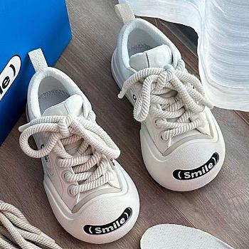 Canvas Sneakers Open Toe Cute Smiling Pattern For Women