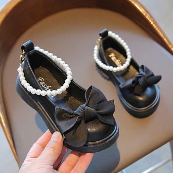 Doll Shoes Breathable Soft Sole Leather in black for kids