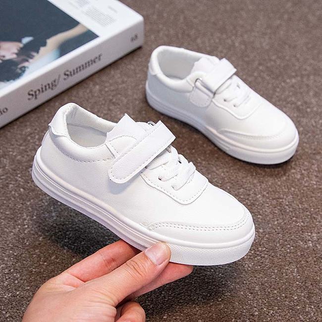 Korean style soft sole white sneakers for kids - 1