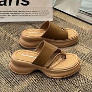 Beige Leather Sandal Slide High Quality  - 1