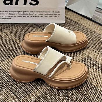 White Leather Sandal Slide High Quality 