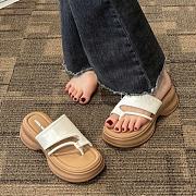 White Leather Sandal Slide High Quality  - 4