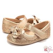 Baby girl golden glitter bow flat princess shoes baby soft bottom non-slip comfortable casual toddler shoes - 6