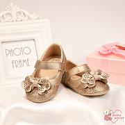 Baby girl golden glitter bow flat princess shoes baby soft bottom non-slip comfortable casual toddler shoes - 4