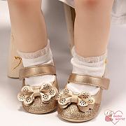 Baby girl golden glitter bow flat princess shoes baby soft bottom non-slip comfortable casual toddler shoes - 3