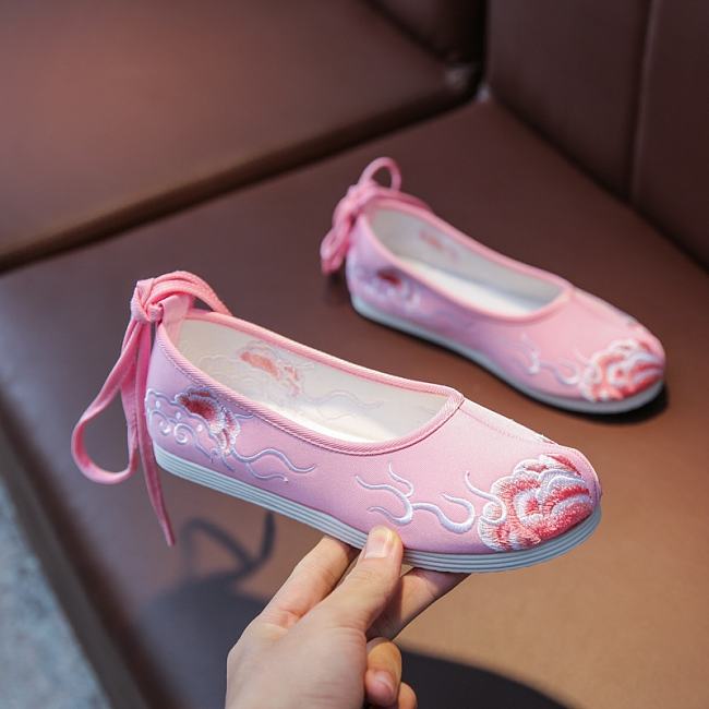 Pink Antique Embroidery Shoes - 1