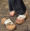 Beige Leather Sandal Slide High Quality  - 4