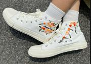 Floral Sneakers Canvas Fabric White - 1