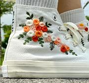 Floral Sneakers Canvas Fabric White - 5