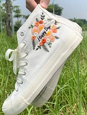 Floral Sneakers Canvas Fabric White - 2