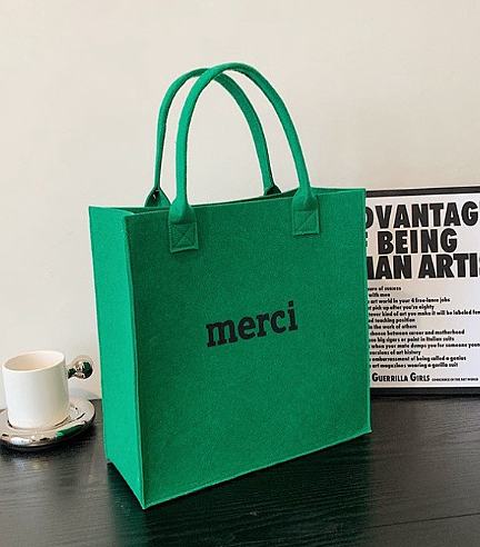 Merci Tote Bag Green - 1