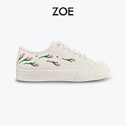 ZOE Tulip Flower Embroidered Canvas Sneakers - 1