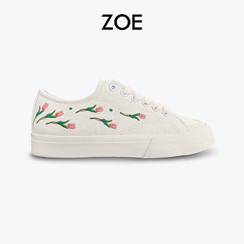 ZOE Tulip Flower Embroidered Canvas Sneakers