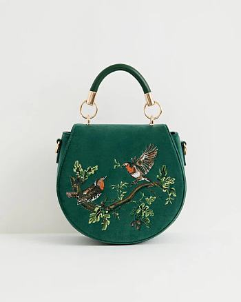 Midi Mayfair  Embroidered Bag green