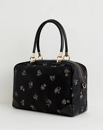 Velvet Embroidered bag black