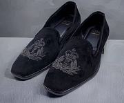 Men Men black velvet embroidered  shoes  - 4