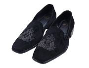 Men Men black velvet embroidered  shoes  - 3