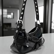 Moon in Black Leather Shoulder Bag - 2