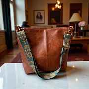 Artisan Crossbody Tote With Unique Color Blocked Strap - 1