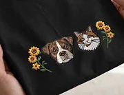 Custom Embroidered Floral Dog Shirt with Sleeve Black - 3