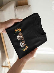 Custom Embroidered Floral Dog Shirt with Sleeve Black - 5