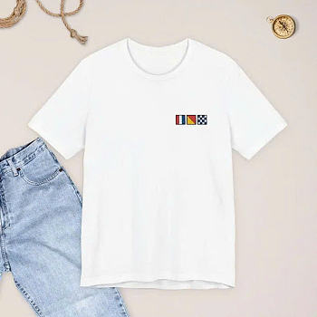 Nautical Flag Embroidered T-Shirt White